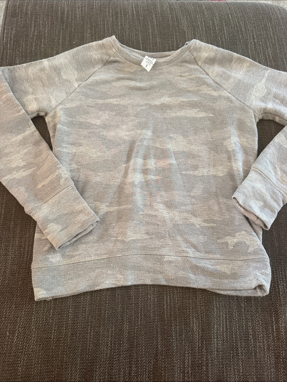 Athleta Kids Heather Gray Camo Crewneck Sweatshirt
